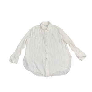 Urban Outfitters Cotton Guaze Raw Hem Button Down Long Sleeve Shirt SZ Large